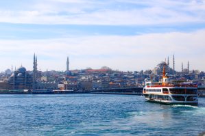 ferry is water front cityscape istanbul turkey