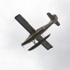 low angle picture seaplane flying clear sky