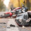 photo helmet motorcycle road concept road accidents