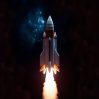 rocket flying through space