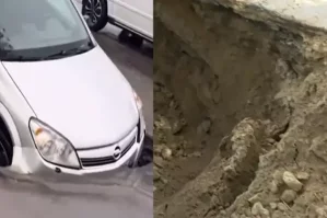 Bakıda bu yol 20 gündə ikinci dəfə çökdü - VİDEO