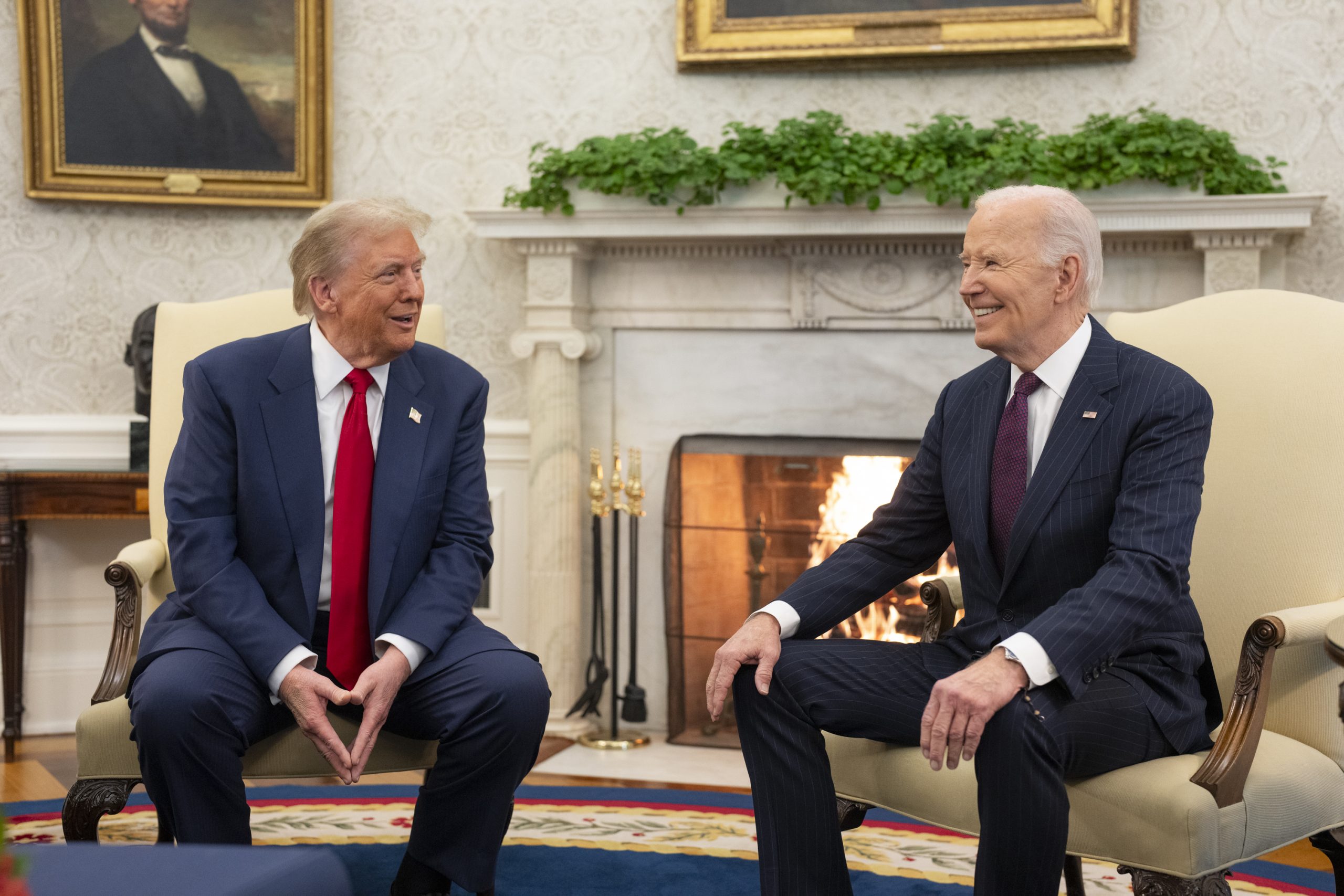 President Joe Biden meets with President elect Donald Trump on November 13 2024 in the White House Oval Office scaled
