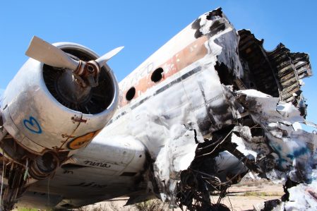 close up abandoned airplane