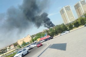 "Motodrom"da yanğın söndürüldü - FOTO+Yenilənib