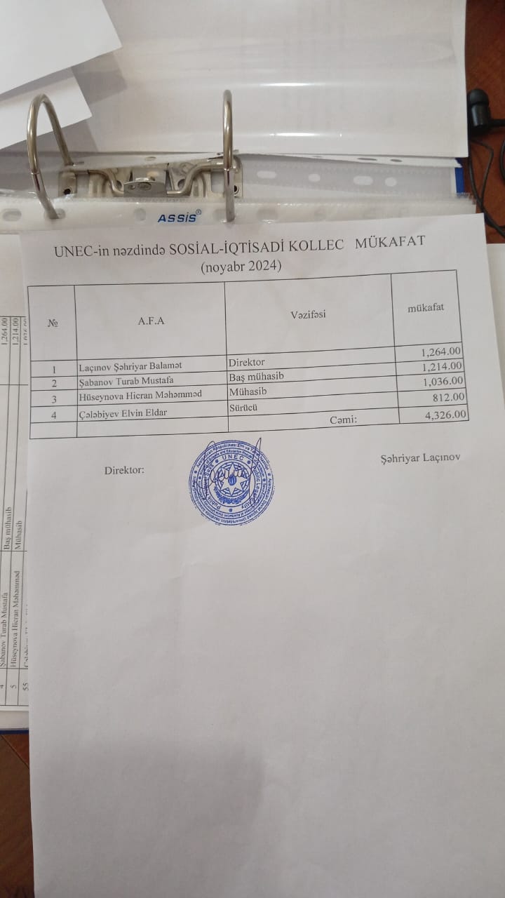 Kollec direktoru haqda inanılmaz iddia: küllü miqdarda mənimsəmə - FOTO 6 Kollec direktoru haqda inanılmaz iddia: küllü miqdarda mənimsəmə - FOTO