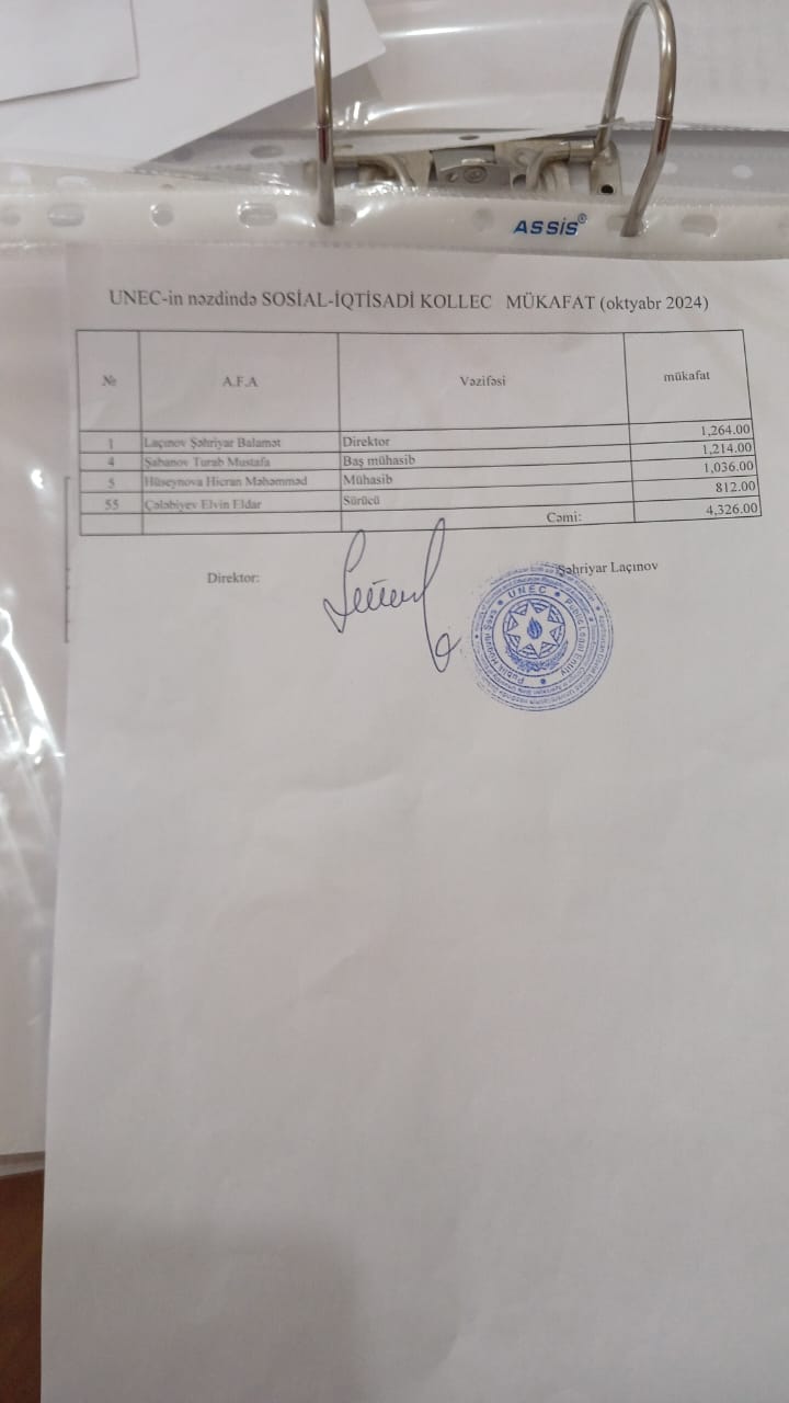 Kollec direktoru haqda inanılmaz iddia: küllü miqdarda mənimsəmə - FOTO