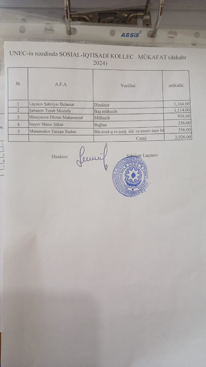 Kollec direktoru haqda inanılmaz iddia: küllü miqdarda mənimsəmə - FOTO