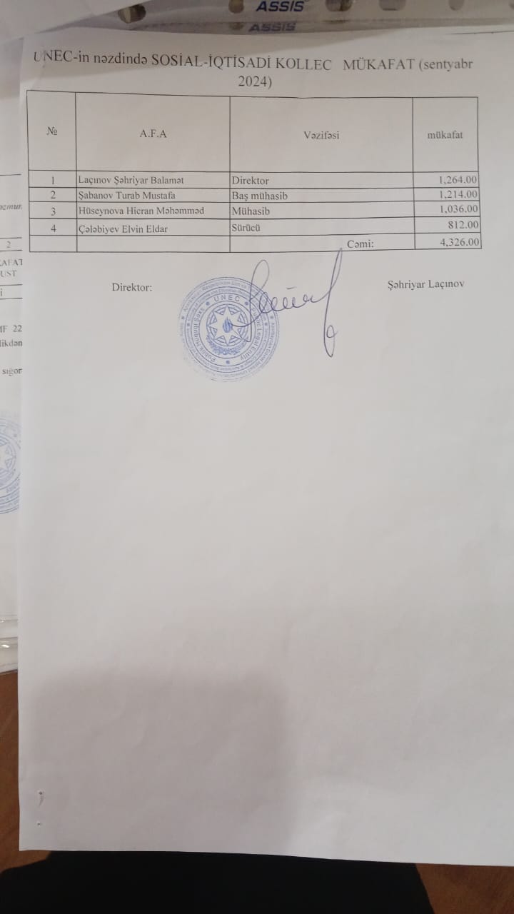 Kollec direktoru haqda inanılmaz iddia: küllü miqdarda mənimsəmə - FOTO