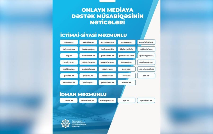 Onlayn media subyektlərinə dəstək müsabiqəsinin nəticələri AÇIQLANDI 2 71fd0a94 161f 38d1 9c1f 672b33fde50a