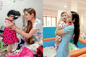 Leyla və Arzu Əliyevalar körpələr evində - VİDEO