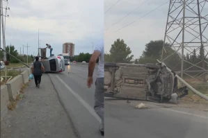Bakı-Quba yolunda qəza: "Nissan" aşdı - VİDEO