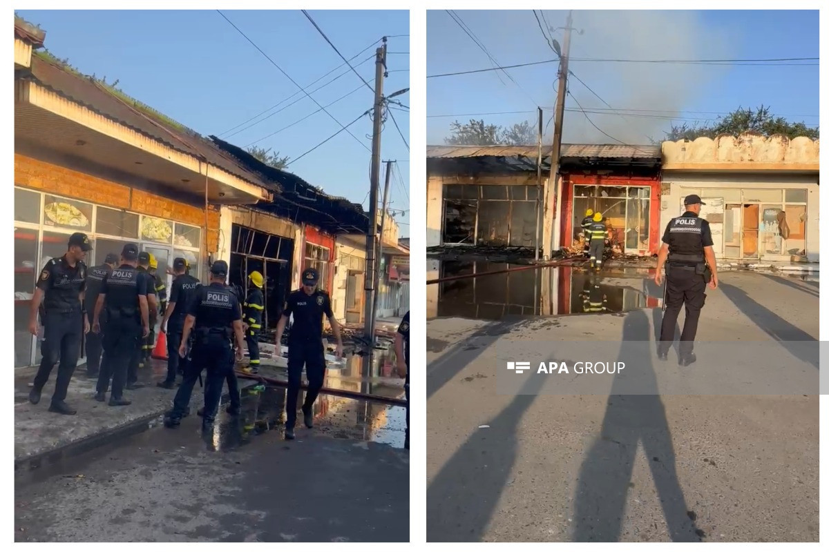 Sabirabadda ticarət mərkəzində güclü yanğın - VİDEO