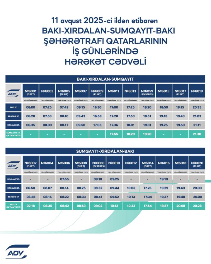 Abşeron dairəvi marşrutu üzrə qatarların qrafikində dəyişiklik - FOTO