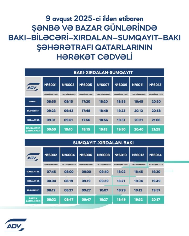 Abşeron dairəvi marşrutu üzrə qatarların qrafikində dəyişiklik - FOTO