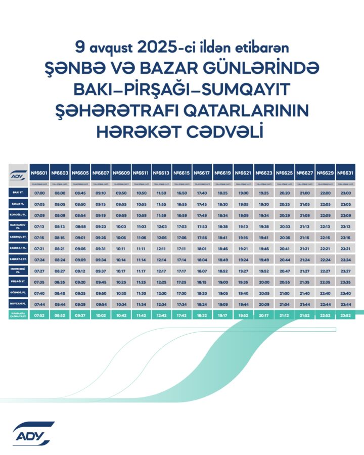 Abşeron dairəvi marşrutu üzrə qatarların qrafikində dəyişiklik - FOTO