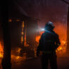 firefighter intervening truck fire demonstration