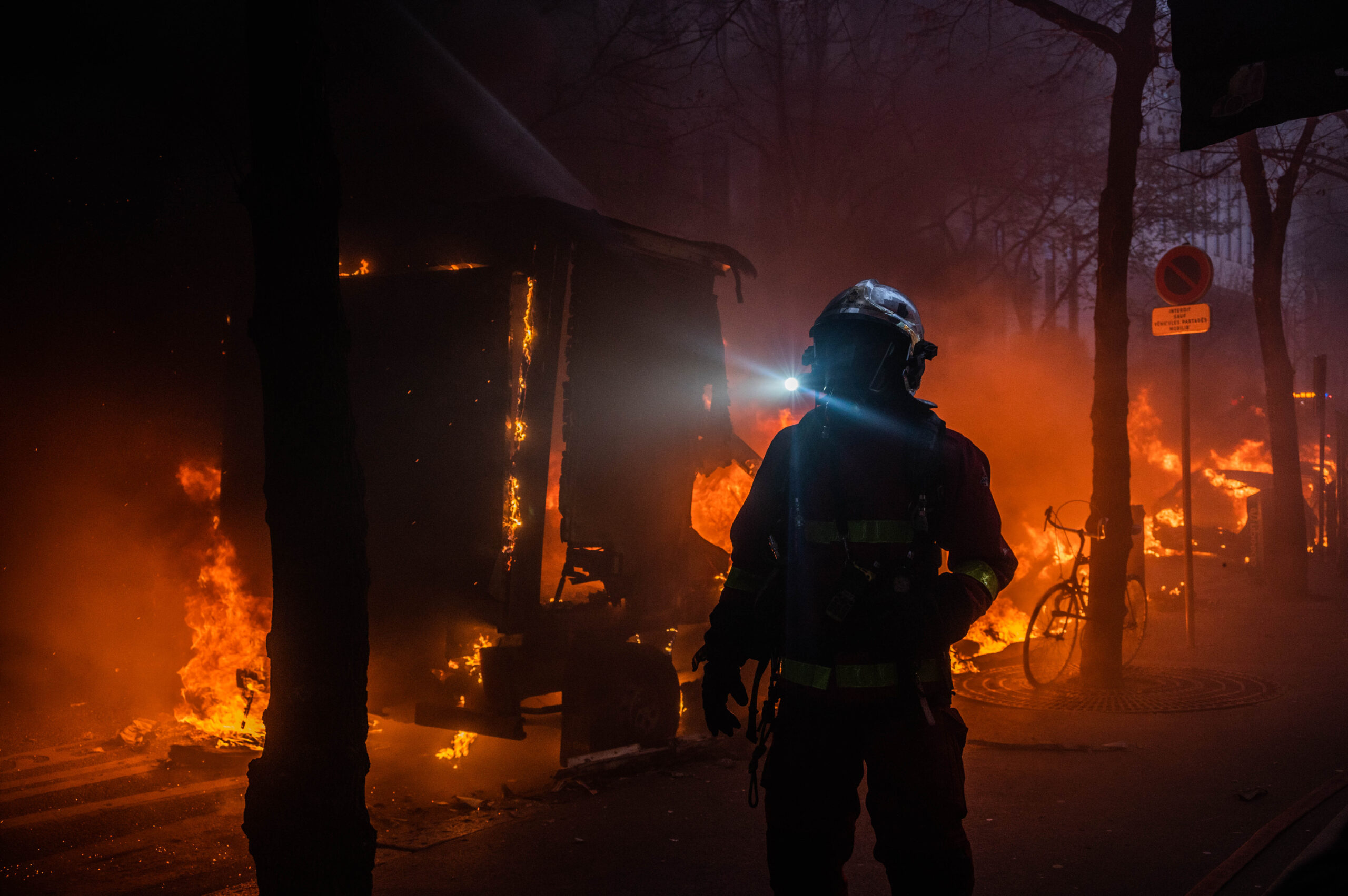 firefighter intervening truck fire demonstration scaled