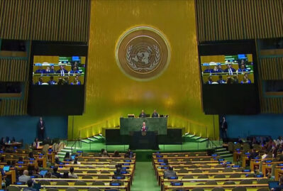 Netanyahu çıxışa hazırlaşarkən yüzlərlə diplomat... - VİDEO