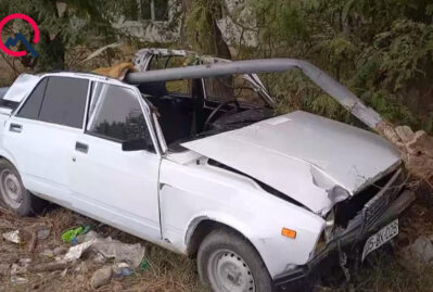 Ağcabədidə qəza: hərbçi xəsarət aldı