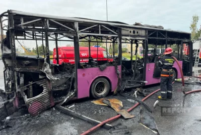 Sumqayıtda avtobus yandı: xəsarət alan varmı? - VİDEO