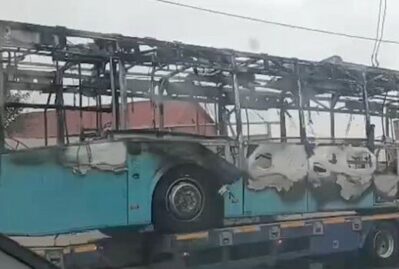 Bakıda sərnişin avtobusu yanaraq kül oldu - VİDEO