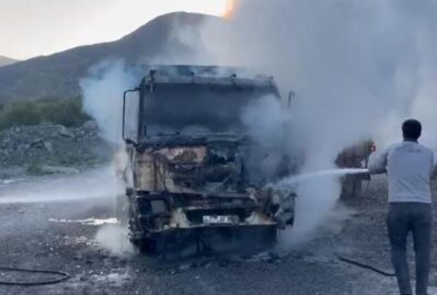 Zəngilanda yük maşını yandı – VİDEO