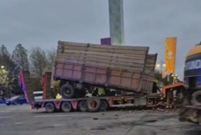 Şəkər çuğunduru ilə dolu “KamAZ” “Yevlax kruqu”na girdi - VİDEO