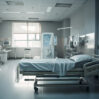modern hospital room with empty bed chair generated by ai
