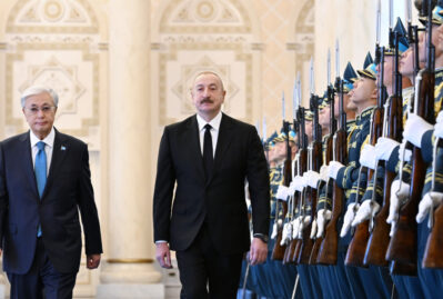 Prezidentin Astanada rəsmi qarşılanma mərasimi oldu - VİDEO