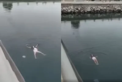 Bakı bulvarında maraqlı anlar: bir qadın qəfildən... - VİDEO