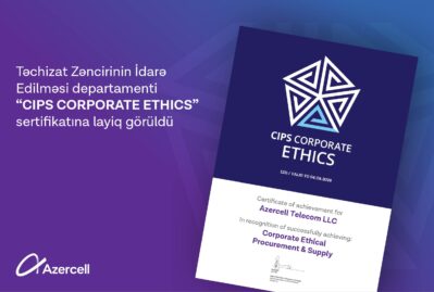 Azercell beynəlxalq “Etik Satınalma və Təchizat” sertifikatına layiq görüldü