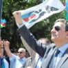 Ali Karimli during a protest