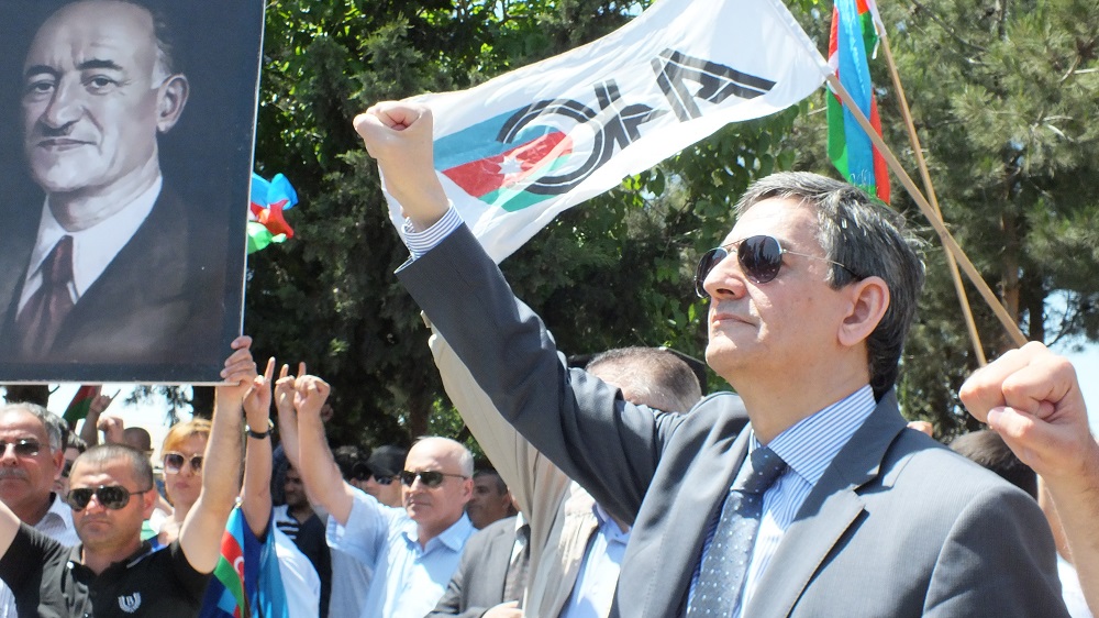 Ali Karimli during a protest