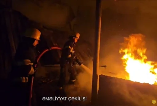 Maştağada obyektdə güclü yanğın - VİDEO