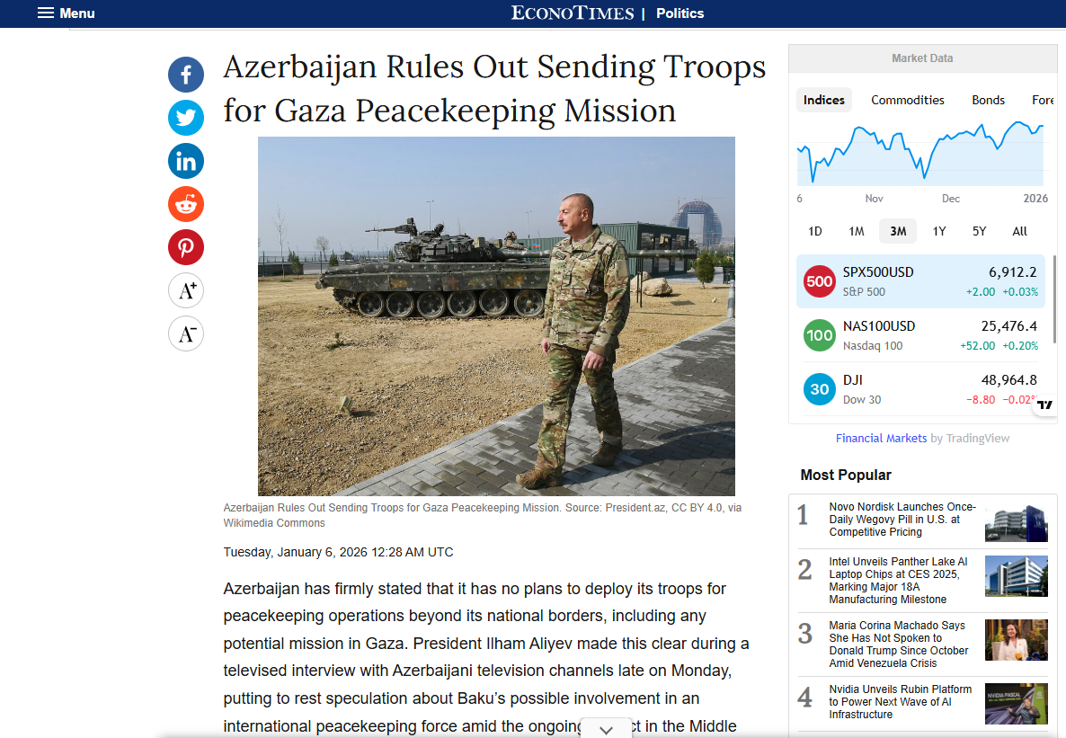 Prezident İlham Əliyevin yerli televiziya kanallarına müsahibəsi dünya mediasının diqqət mərkəzindədir