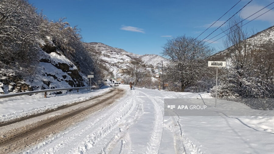 Tovuzda yollar buz bağladı - FOTO