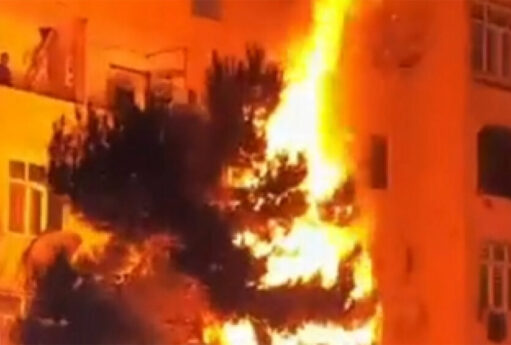 Gecə Sumqayıtda daha bir yanğın olub - Video