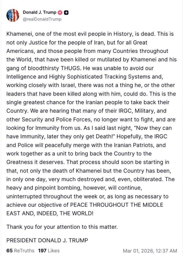 SON DƏQİQƏ! Tramp bəyan etdi: Xamenei öldürüldü - FOTO 2 photo 5266989773606295692 y