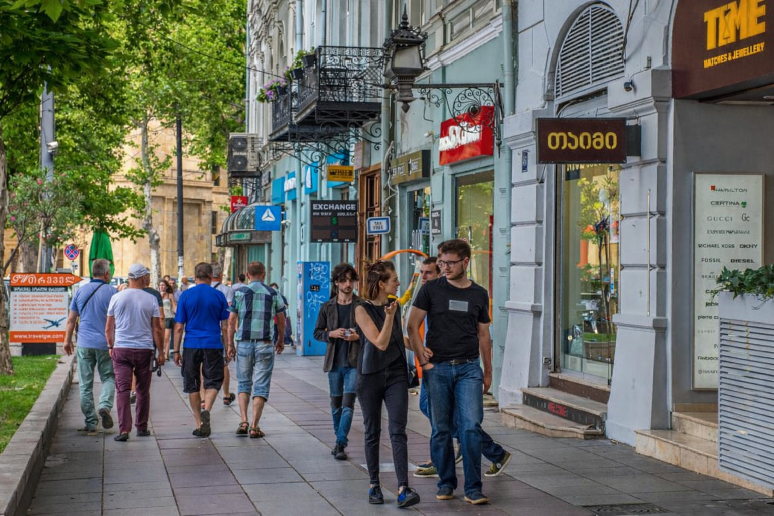 Lively street scene in Tbilisi
