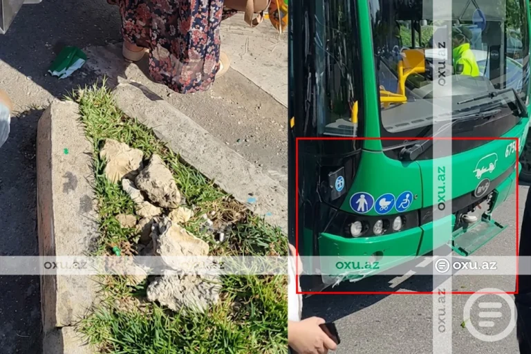 Bakıda avtobus qəzaya düşdü - VİDEO