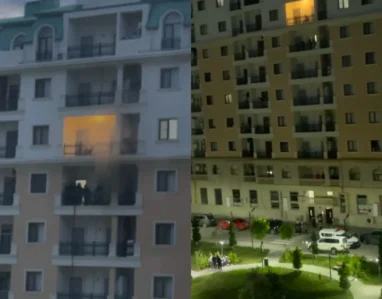 Sumqayıtda bina yandı