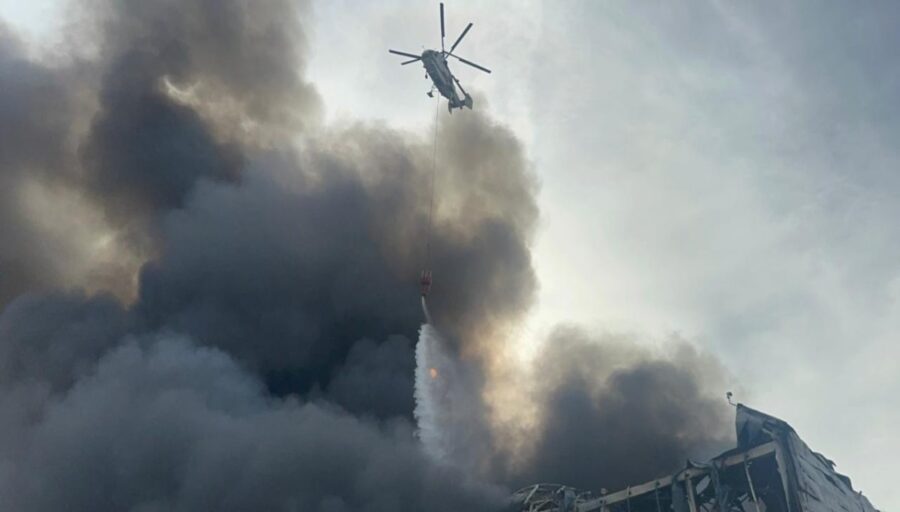 Bakıda güclü yanğın nəzarətə götürüldü: 2 helikopter cəlb olundu – VİDEO