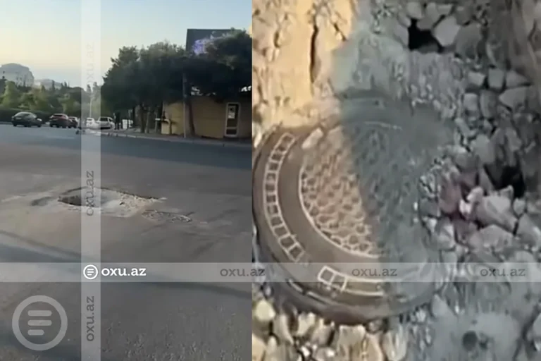 Yol çökdü: sürücülər üçün ciddi təhlükə yarandı - VİDEO