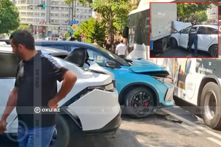 Bakıda zəncirvari qəza: xəsarət alan var - VİDEO