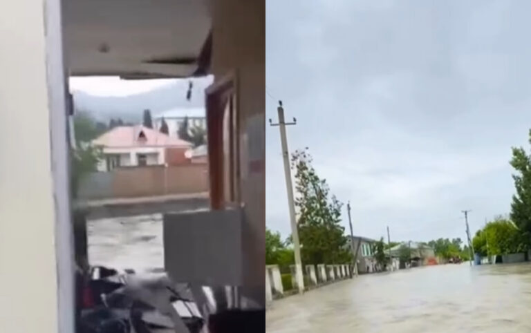 Zaqatalada poçt binasını sel apardı - VİDEO