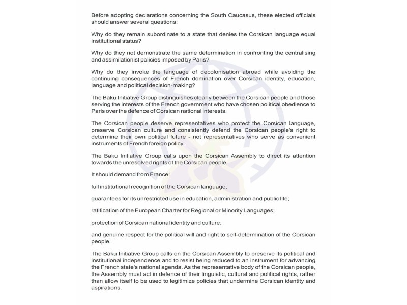 BTQ Korsika Assambleyasının qondarma “Artsax”la bağlı ilkin qanunvericilik təşəbbüsünü pislədi 5 6a7032b6135da6a7032b6135db17857379096a7032b6135d86a7032b6135d9