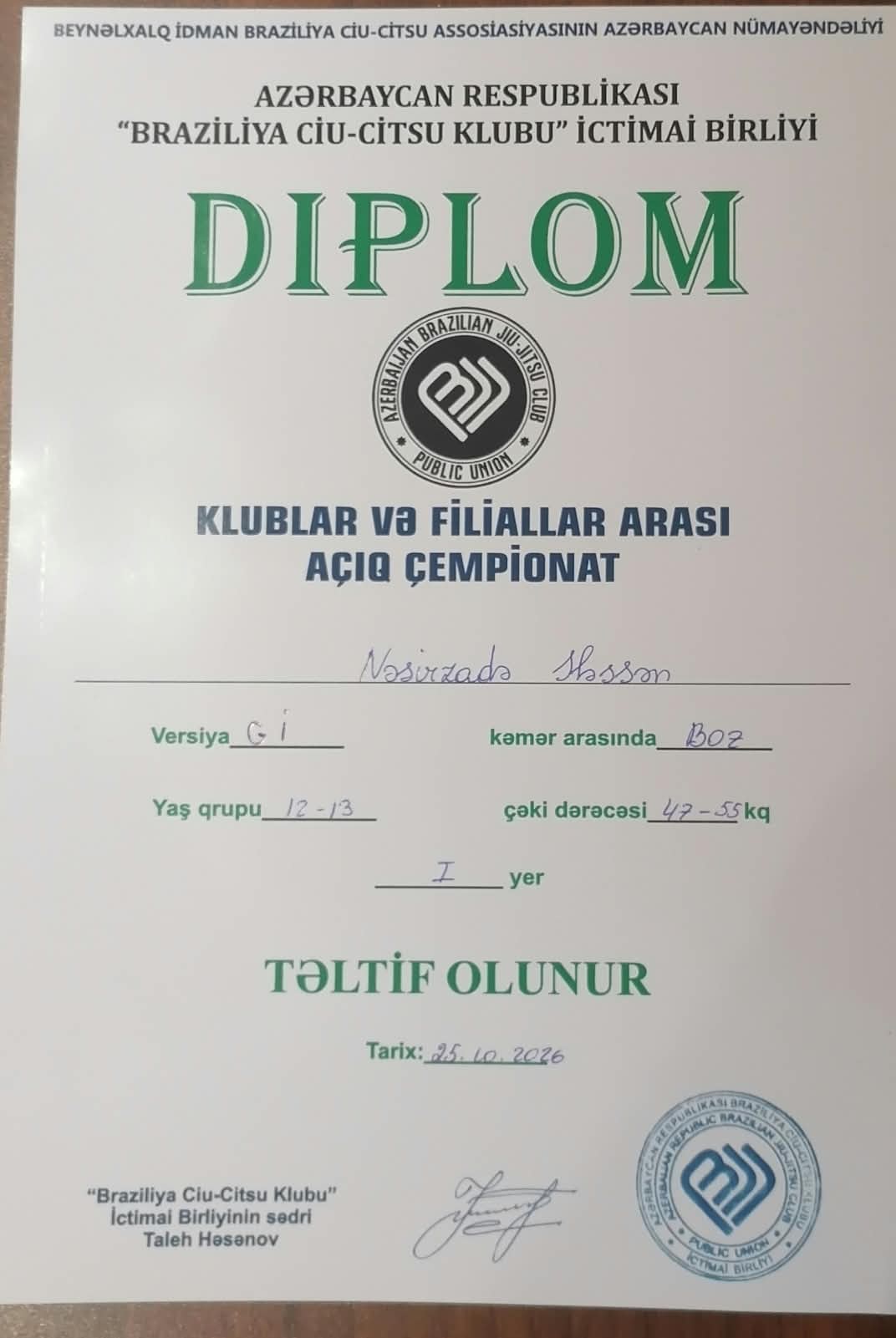 Deputatın oğlu çempion oldu - FOTOLAR 3 WhatsApp Image 2026 10 25 at 22.25.50