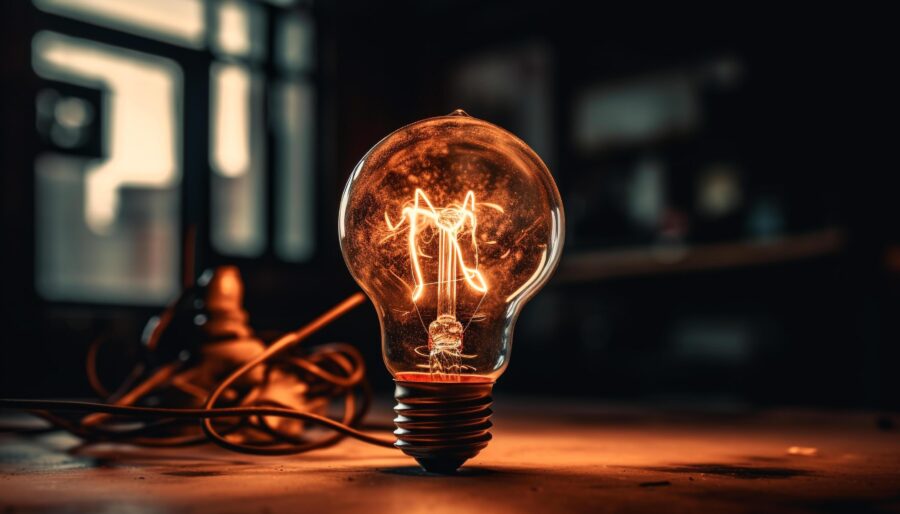 bright glowing filament illuminates old fashioned tungsten electric lamp indoors at night generated by ai free photo