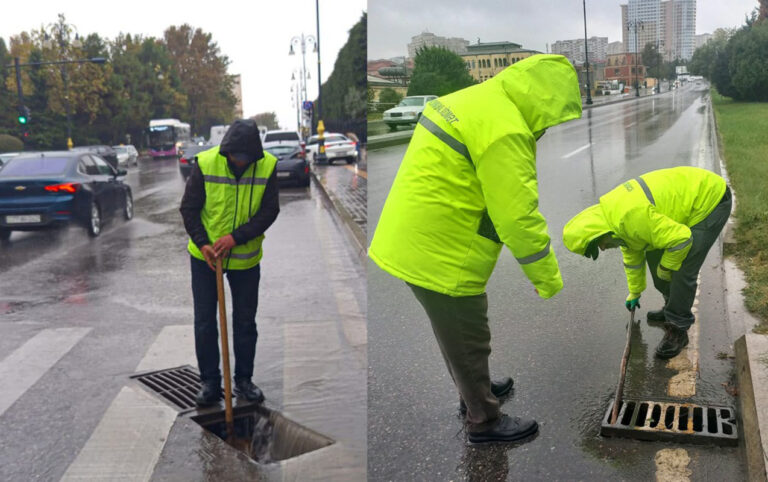 Həssas ərazilərdə yağış sularının toplanmasının qarşısı alınır - FOTOLAR